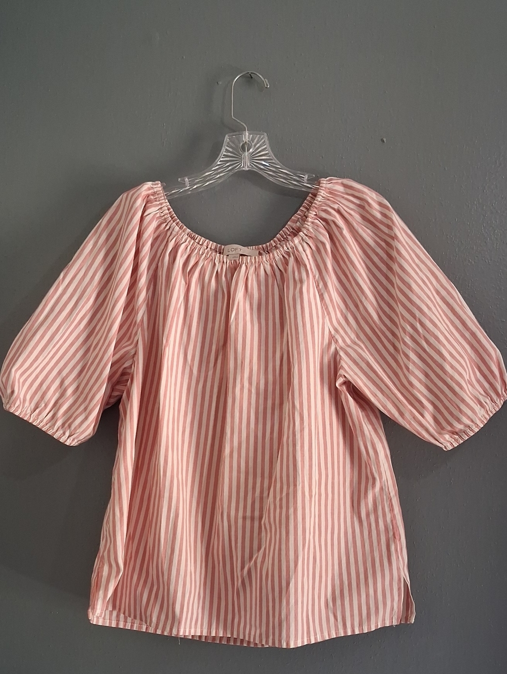 LOFT Pink and White Striped Off-Shoulder Kids Blouse